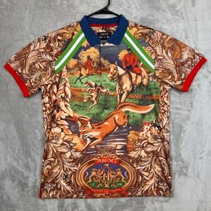 AKOO Mens Polo Shirt XXL Fox Hunt Equestrian Graphic Short Sleeve All Over Print